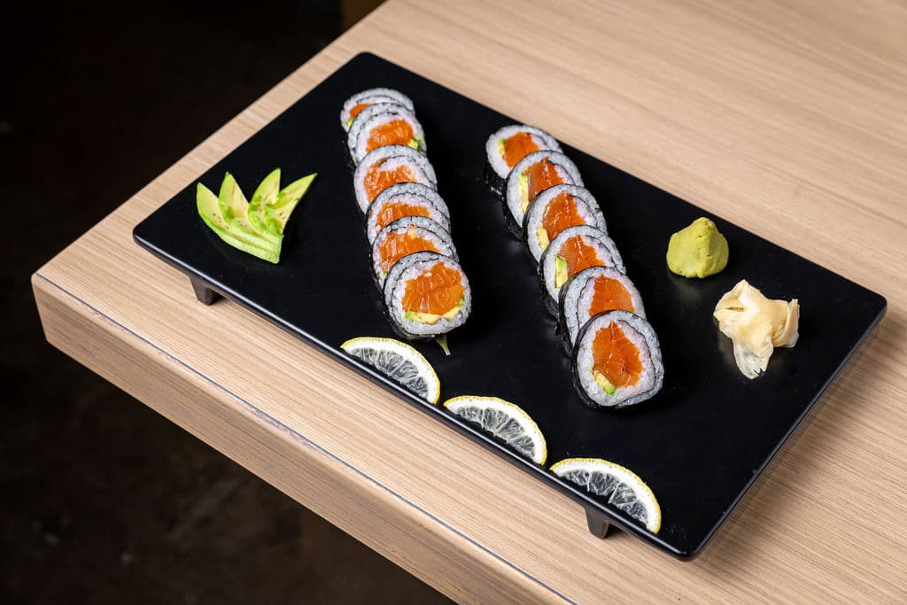 Salmon Avocado Roll. Fresh salmon and creamy avocado.