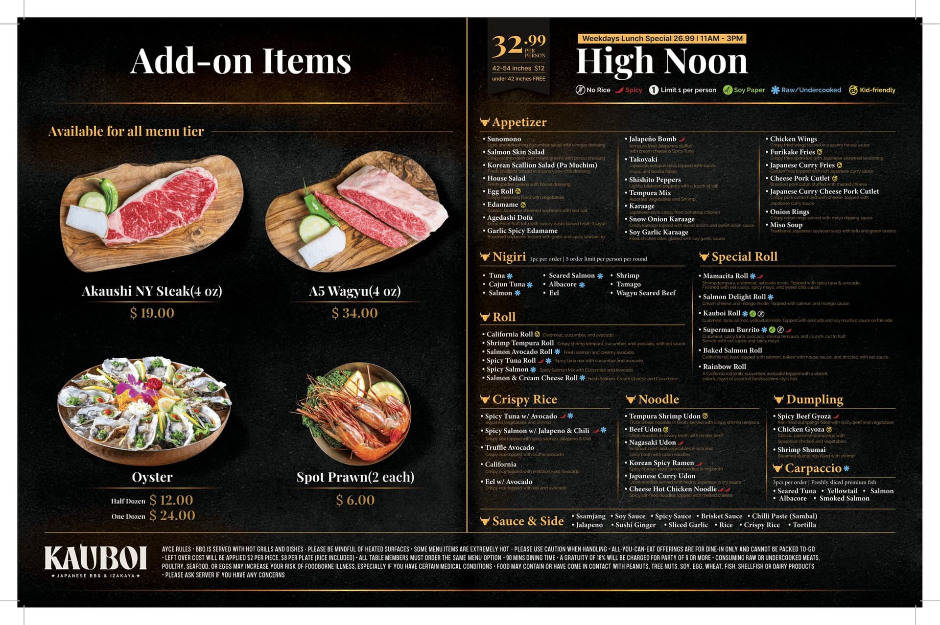AYCE Menu preview